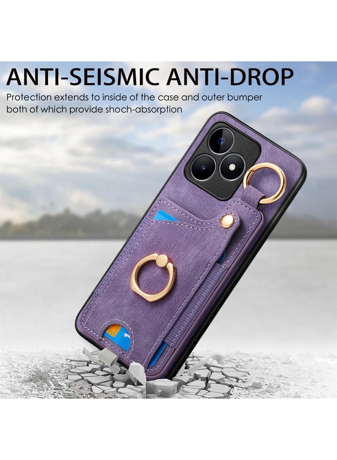 S-TOP Case For Realme 10 4G Retro Skin-feel Ring Card Bag Phone Case with Hang Loop - Image 4