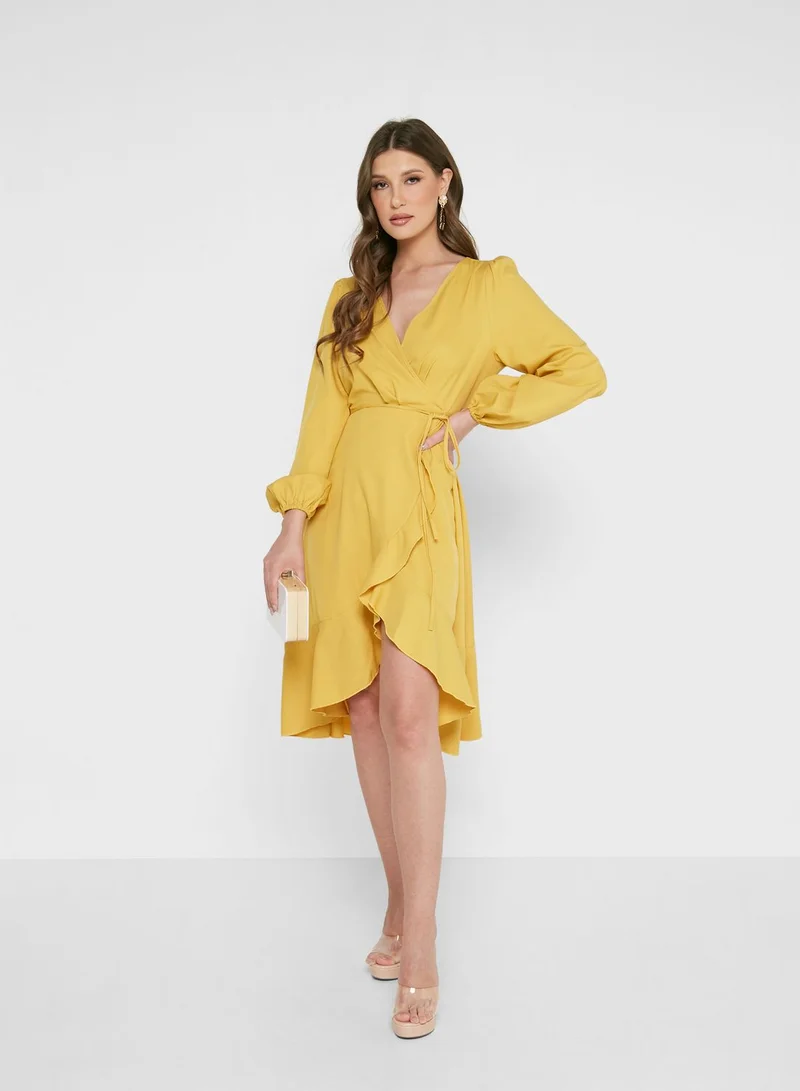 boohoo Knitted Wrap Dress