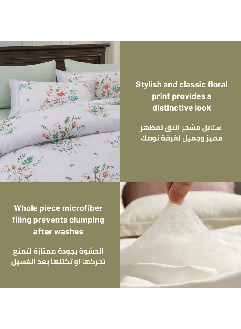 Donetella Comforter Set 4-Pcs Single Size Printed Reversible Bed Fit 140 x 200 CM All Season Comforter With (350 GSM) Down Alternative Filling,