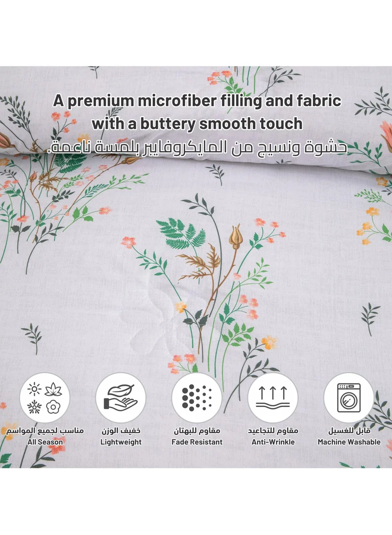 Donetella Comforter Set 4-Pcs Single Size Printed Reversible Bed Fit 140 x 200 CM All Season Comforter With (350 GSM) Down Alternative Filling,