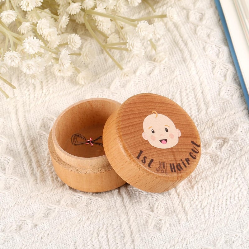 PEUTIER Babys First Hair Keepsake Box Wooden Fetal Hair Collection Box Cute Hair Keepsake Box Baby Keepsake Box for Baby Shower Birthday Gift - Image 2