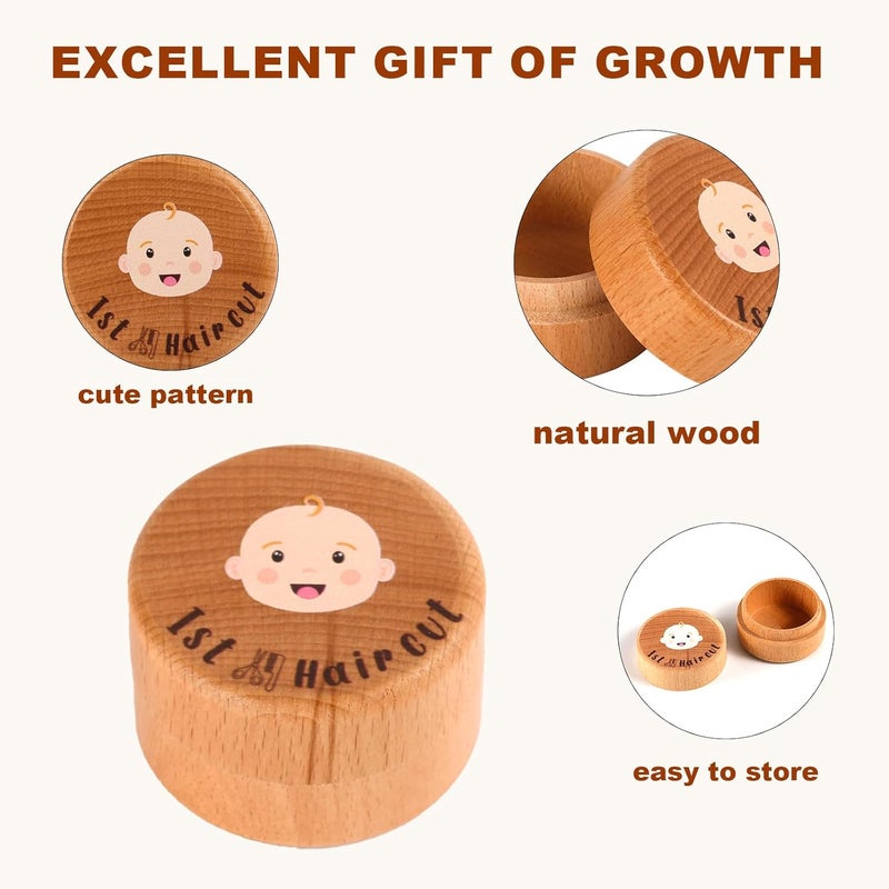 PEUTIER Babys First Hair Keepsake Box Wooden Fetal Hair Collection Box Cute Hair Keepsake Box Baby Keepsake Box for Baby Shower Birthday Gift - Image 4