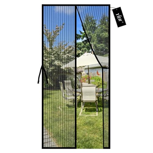YRH Magnetic Fly Screen Door with Stay Open Buckles - Door Curtains Heavy Duty Self-Sealing Mesh,Powerful Magnets (Fit for Door Size:36x82 Inch,Screen Itself Size:38x83 Inch, Black) - Image 1