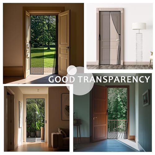 YRH Magnetic Fly Screen Door with Stay Open Buckles - Door Curtains Heavy Duty Self-Sealing Mesh,Powerful Magnets (Fit for Door Size:36x82 Inch,Screen Itself Size:38x83 Inch, Black) - Image 5