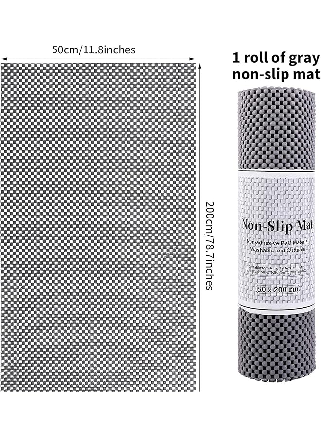 erorex Non Slip Mat Area Rug Pad Anti Slip Gripper Roll Rubber Matting Waterproof Floor Mat Pvc Shelf Drawer Liner For Home Office Cars Caravans Grey 50X200Cm - Image 2