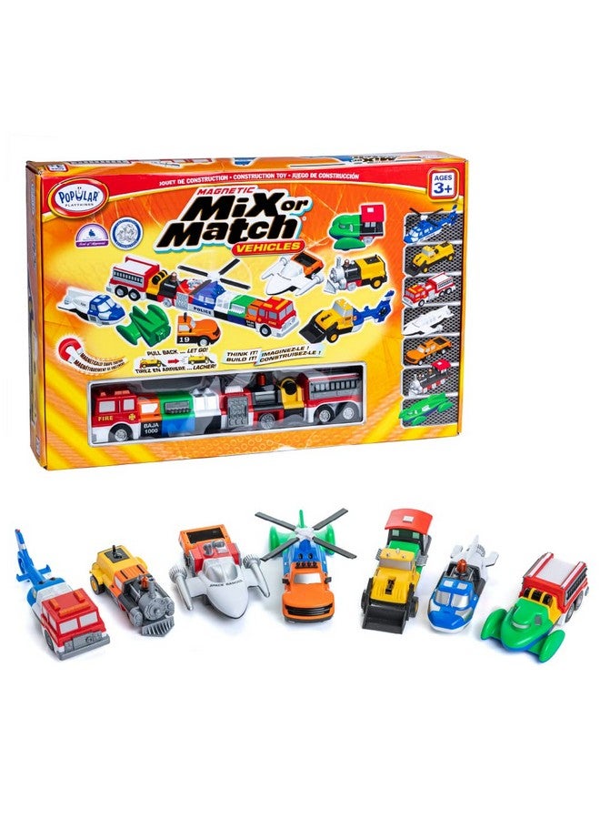 Popular Playthings Mix Or Match Vehicles Orange Magnetic Toy Play Set 21 Pieces - Image 2