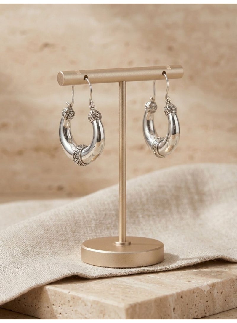 The Intermix Gems Ornate Hoop Earrings in 925 Sterling Silver - Image 2