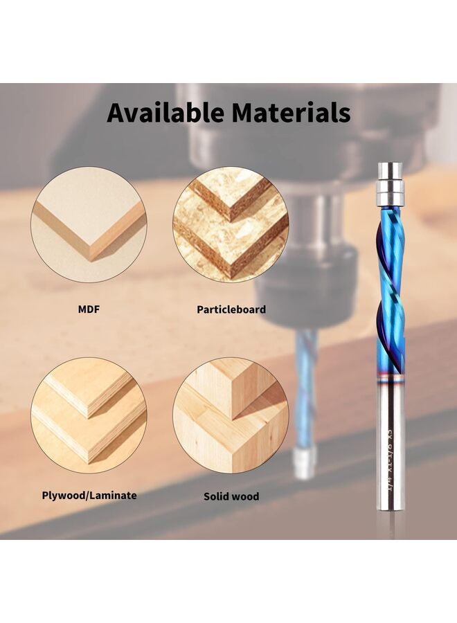 Downcut Spiral Flush Trim Router Bit, 1/4 Inch Shank Solid Carbide Flush Trim Router Bits Spiral with Nano Coated (1/4" Shank Down-Cut) - Image 3