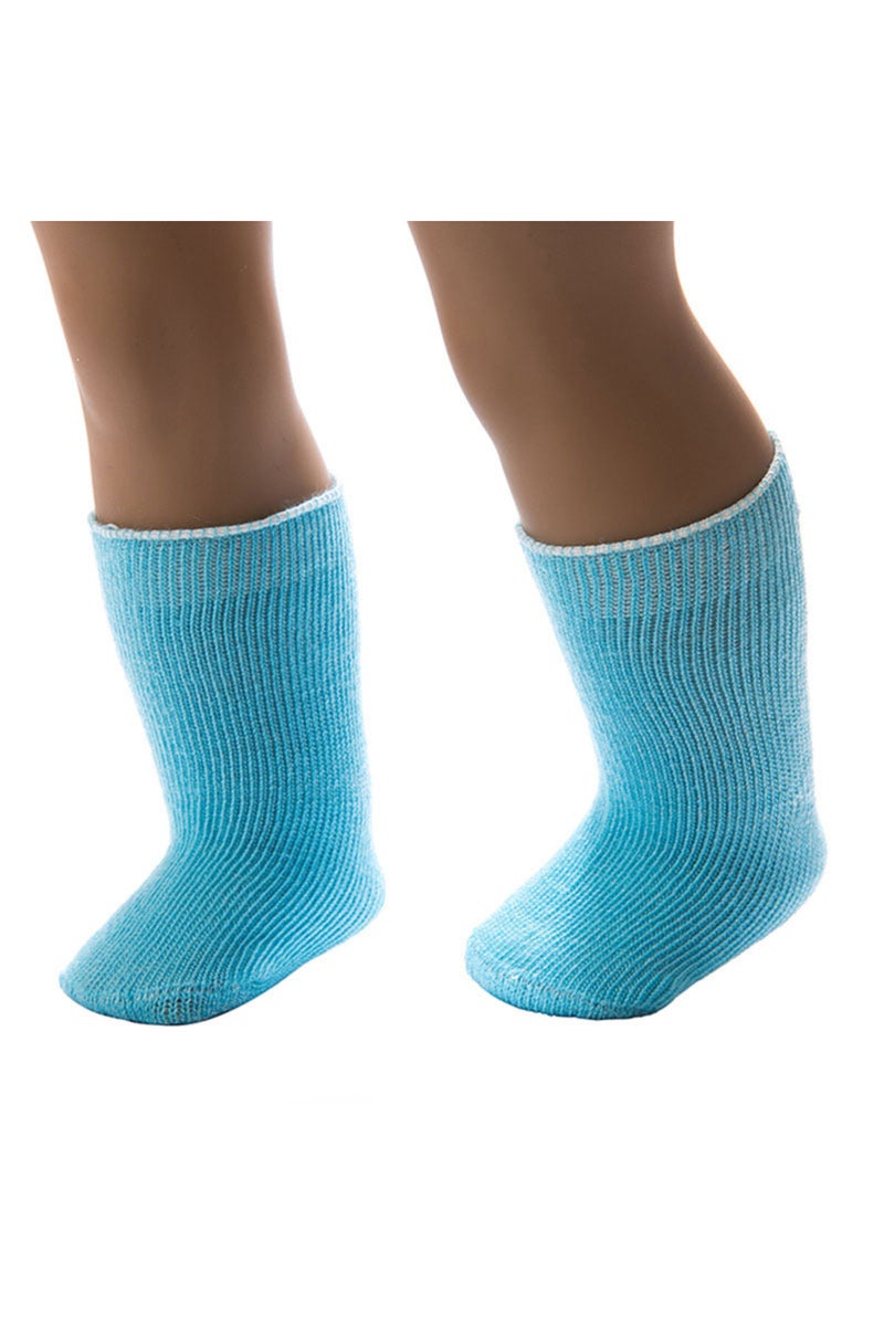 جوارب دمى محبوكة بلون موحد للأطفال حديثي الولادة مقاس 43 سم ودمى أمريكية مقاس 18 بوصة، جوارب لطيفة.