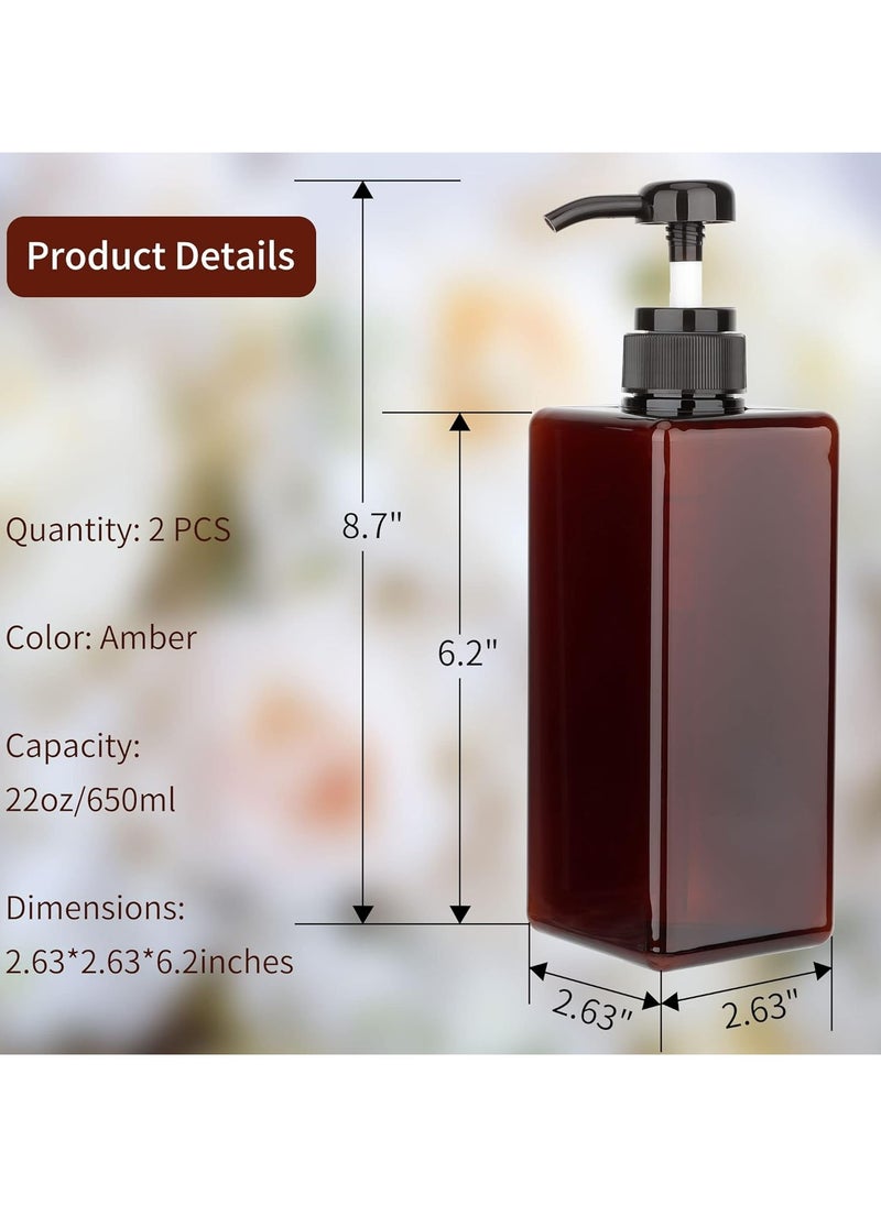 Pump Bottle Dispenser 22oz/650ml Jansburg 2Pack Refillable Square Plastic Lotion Dispenser Empty Lotion Pump Bottle for Essential Oil Lotion, Shampoo, Bathroom Travel Amber - pzsku/Z25A8F708694CA98A408CZ/45/_/1729753793/6267f680-a8a7-4628-b952-29a885b9cae3