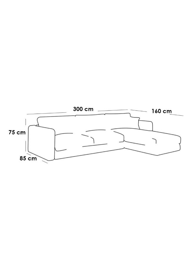 Al Home - 5 Seater L-shape Sofa Linen 85x160x300x75 Cm - Beige - Image 1
