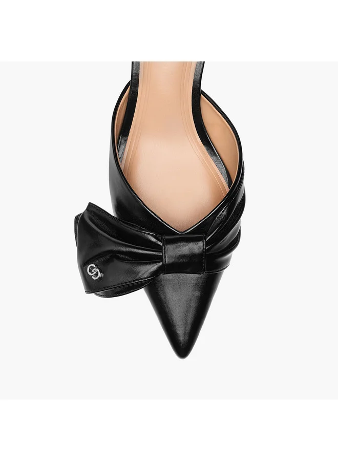 Celeste Women's Bow Accent Slip-On Shoes with Kitten Heels
