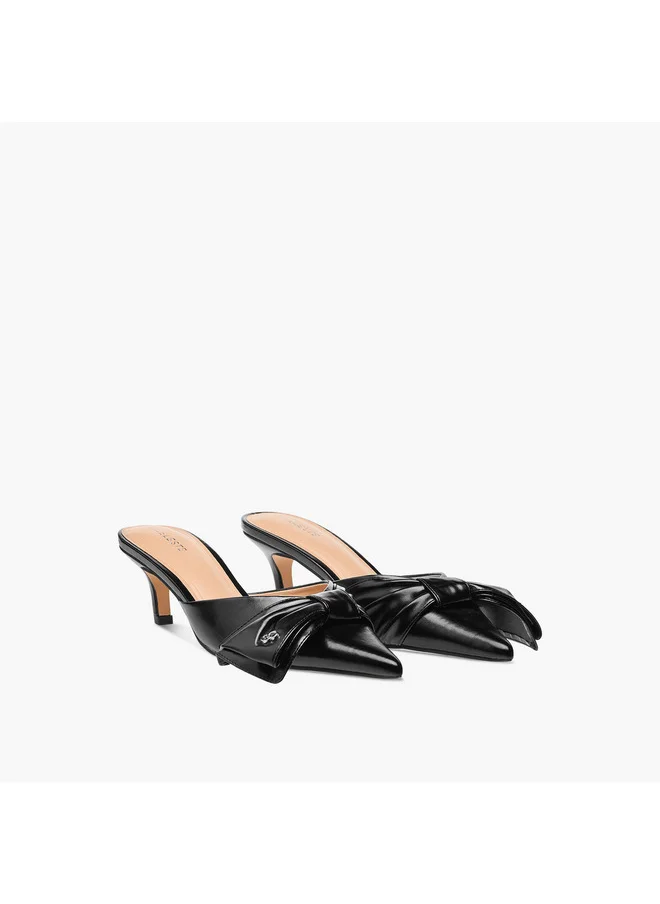 Celeste Women's Bow Accent Slip-On Shoes with Kitten Heels