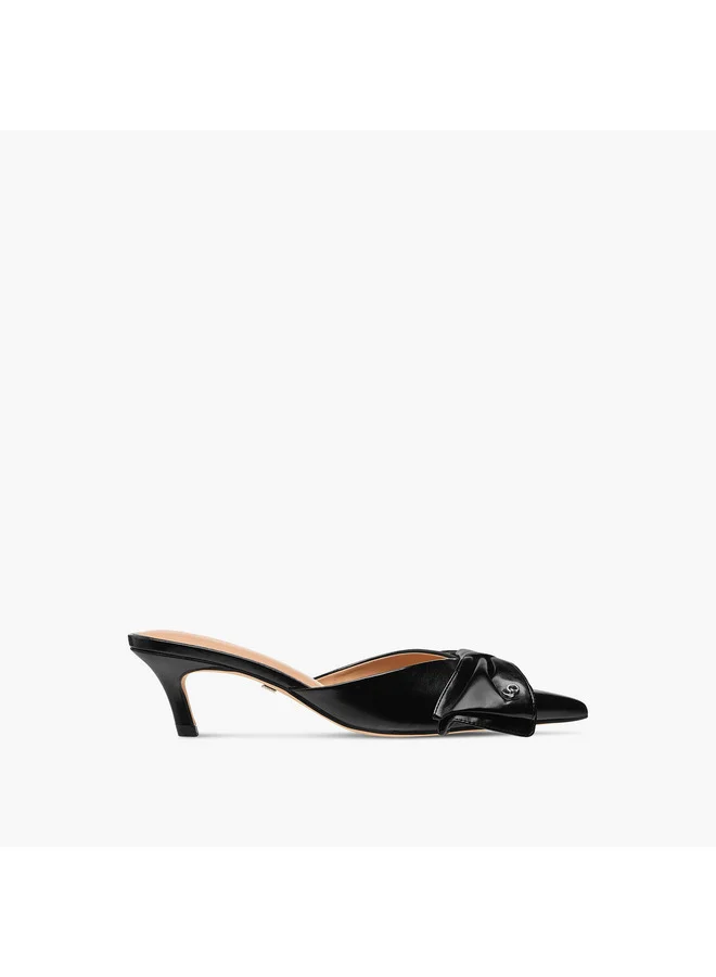 Celeste Women's Bow Accent Slip-On Shoes with Kitten Heels