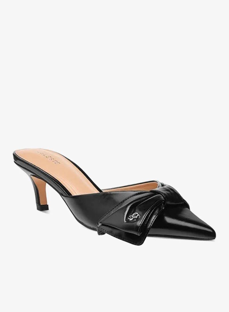 سيليست حذاء نسائي سهل الارتداء بكعب صغير وزينة فيونكة