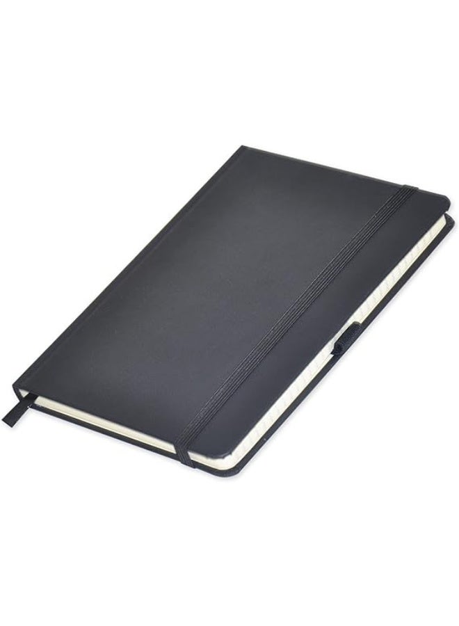 FIS® Executive  Notebook, Size 13x21CM, Single Line 120 Sheets Italian PU Raveana Black -FSNBEX13X21 - Image 1