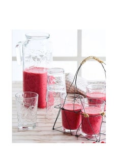 LAV 7 Pieces Line Beverage Set 1200 Ml Jug And 6 Pieces 205 Ml Tumbler - Clear  - Image 3