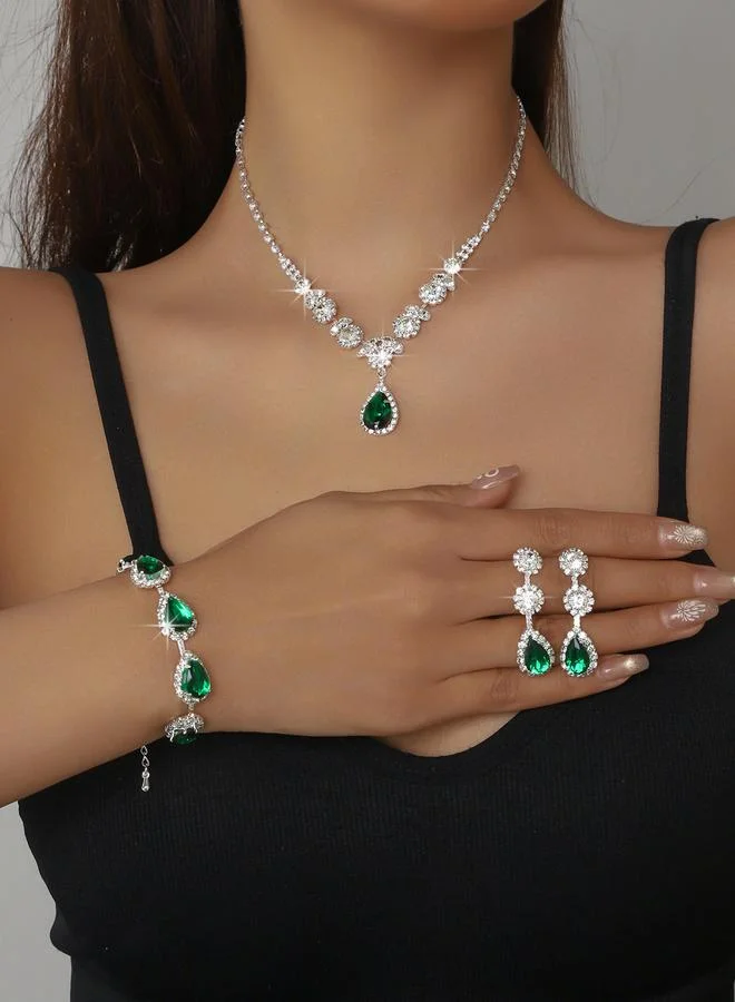 تايك تو Take Two Embellished Rhinestone Necklace, Earrings and Bracelet Set
