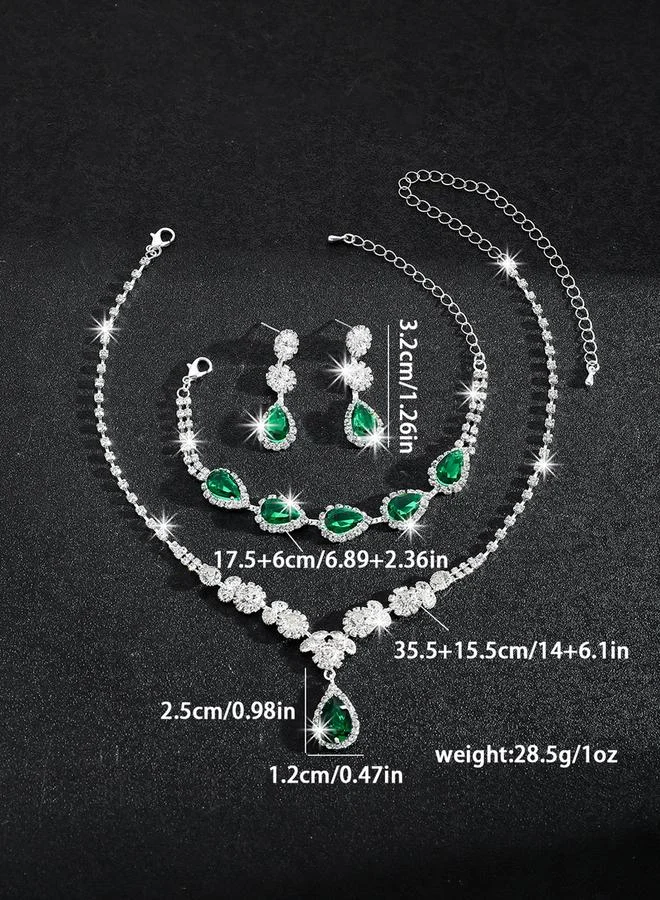 تايك تو Take Two Embellished Rhinestone Necklace, Earrings and Bracelet Set