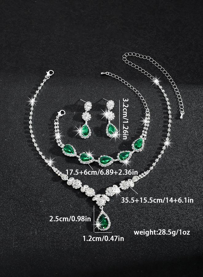 Take Two Styli Embellished Rhinestone Necklace, Earrings and Bracelet Set - Image 3