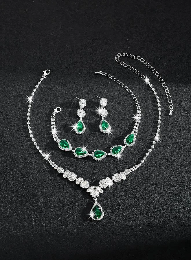 تايك تو Take Two Embellished Rhinestone Necklace, Earrings and Bracelet Set