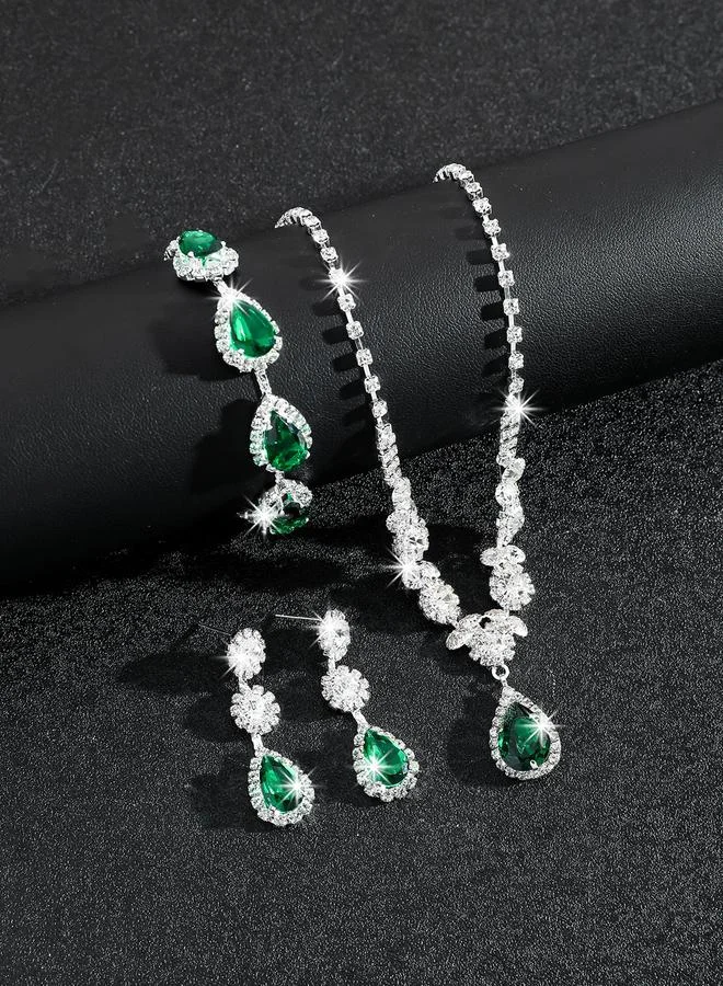 تايك تو Take Two Embellished Rhinestone Necklace, Earrings and Bracelet Set