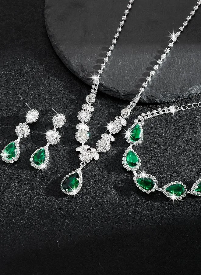 تايك تو Take Two Embellished Rhinestone Necklace, Earrings and Bracelet Set