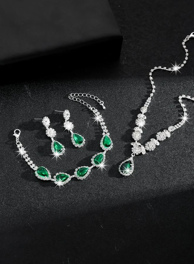 تايك تو Take Two Embellished Rhinestone Necklace, Earrings and Bracelet Set