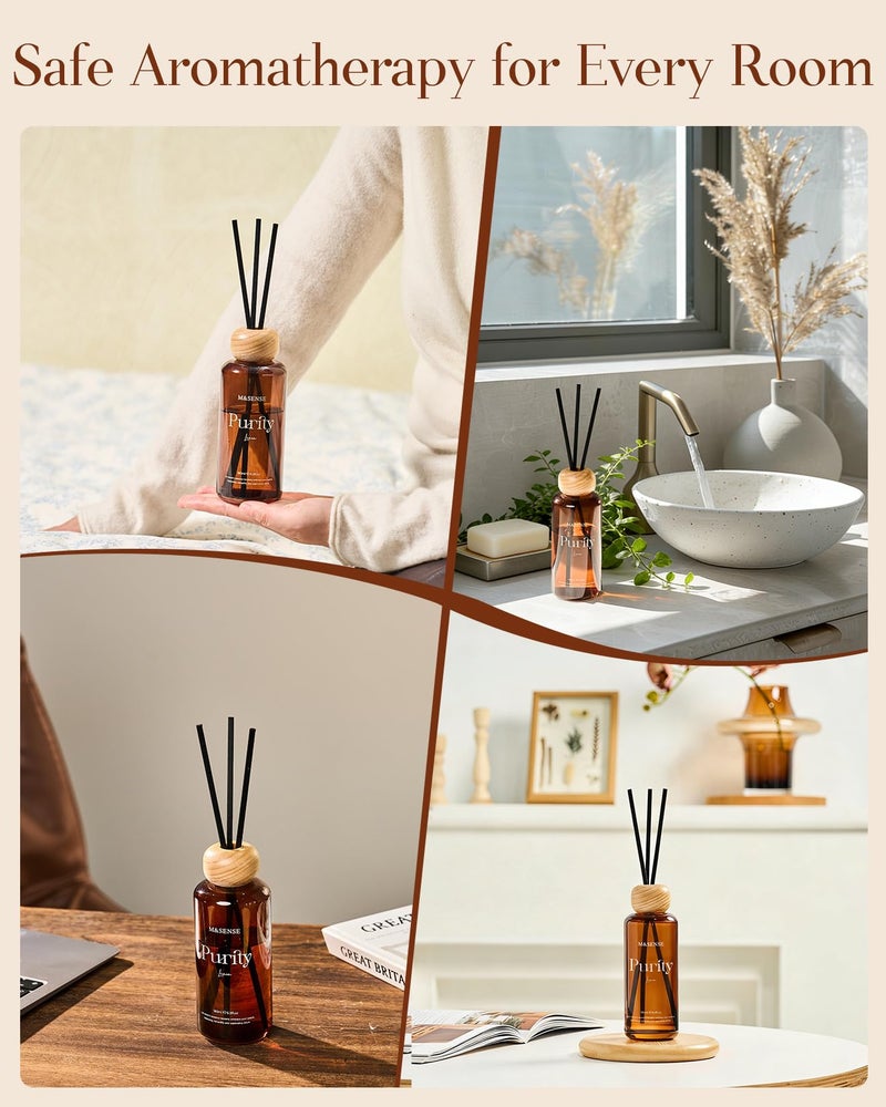 M&SENSE Oud Wood Reed Diffuser: Upgraded Formula 6.3 fl oz Non-Toxic Aroma Set with Sticks, Long-Lasting Natural Essential Oil Gifts for Home, Bedroom - Image 5