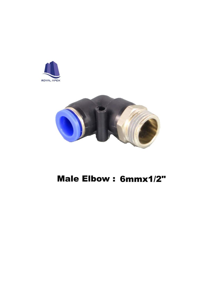 PU Pipe & Fittings Polyurethane | Pneumatic Pipe Push in to Connect Fittings (Male Elbow - Pack of 5, 6mmx1/2") - Image 2
