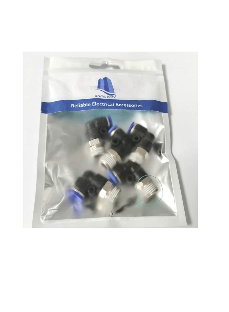 PU Pipe & Fittings Polyurethane | Pneumatic Pipe Push in to Connect Fittings (Male Elbow - Pack of 5, 6mmx1/2") - Image 1