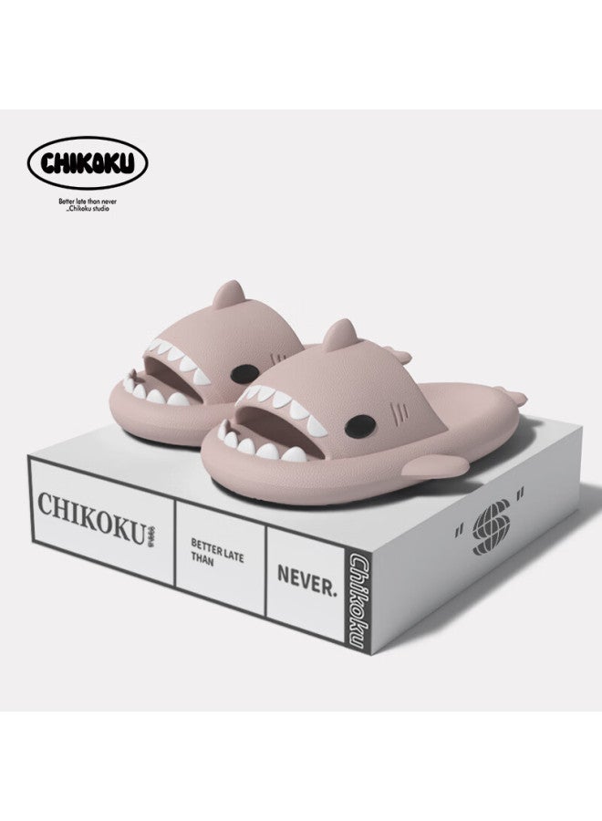 Chikoku Shark Slippers For Men, Summer Home Bathroom Thick-soled Non-slip Slippers For Women, Outdoor Wear, Xiao Xian Pink, Size 38/39 - Image 2