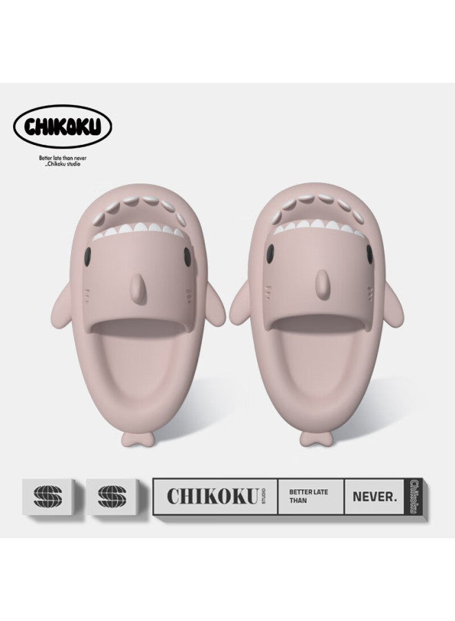 Chikoku Shark Slippers For Men, Summer Home Bathroom Thick-soled Non-slip Slippers For Women, Outdoor Wear, Xiao Xian Pink, Size 38/39 - Image 1