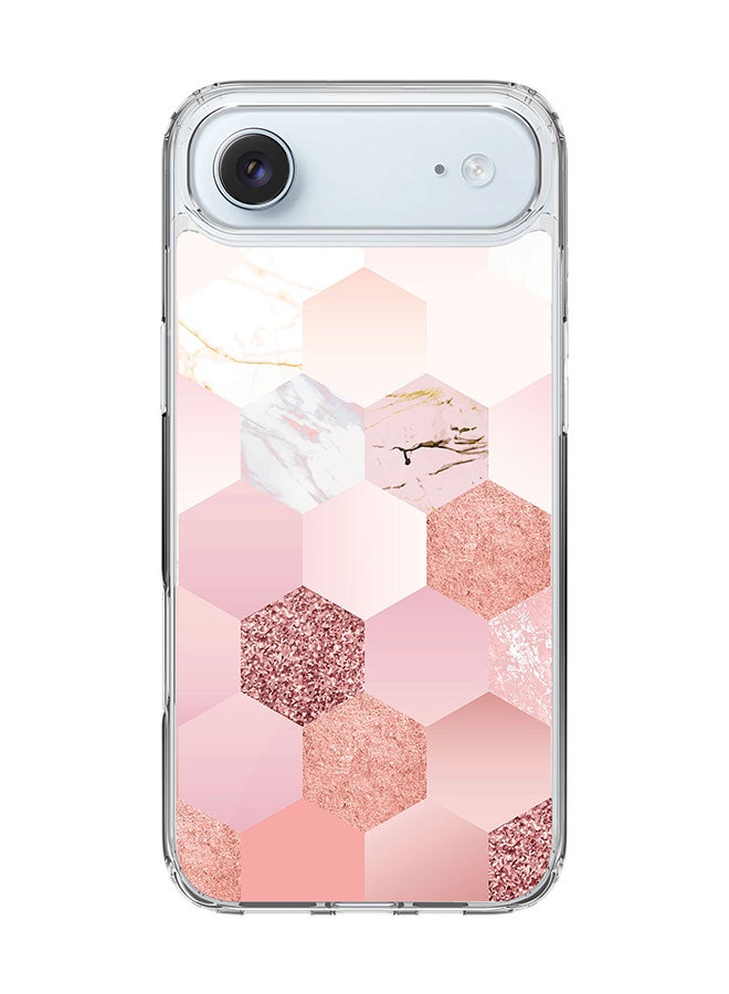Stylizedd Classic Clear MagSafe Case for iPhone 17 Air , Hybrid Soft Case Flexible Edges Anti Drop TPU PC Gel Thin Transparent Cover [ Designed for iPhone 17 Air ] - Marble Pink Honeycomb