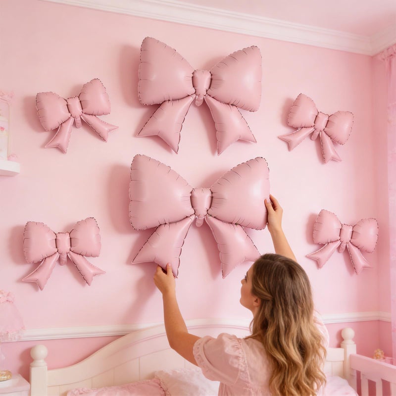 Togvu Pink Bow Foil Balloons 38in 21in Different Sizes Pink Bow Theme Coquette Party Decorations for Girls Women Birthday Baby Shower Bridal Shower Engagement Wedding Bachelorette Anniversary Decorations - Image 4
