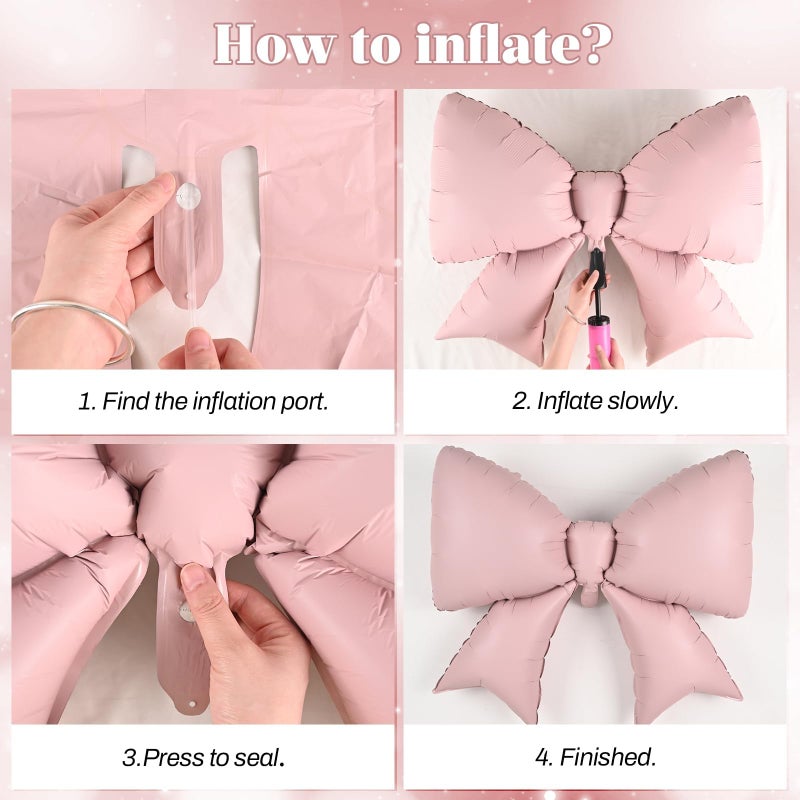 Togvu Pink Bow Foil Balloons 38in 21in Different Sizes Pink Bow Theme Coquette Party Decorations for Girls Women Birthday Baby Shower Bridal Shower Engagement Wedding Bachelorette Anniversary Decorations - Image 5