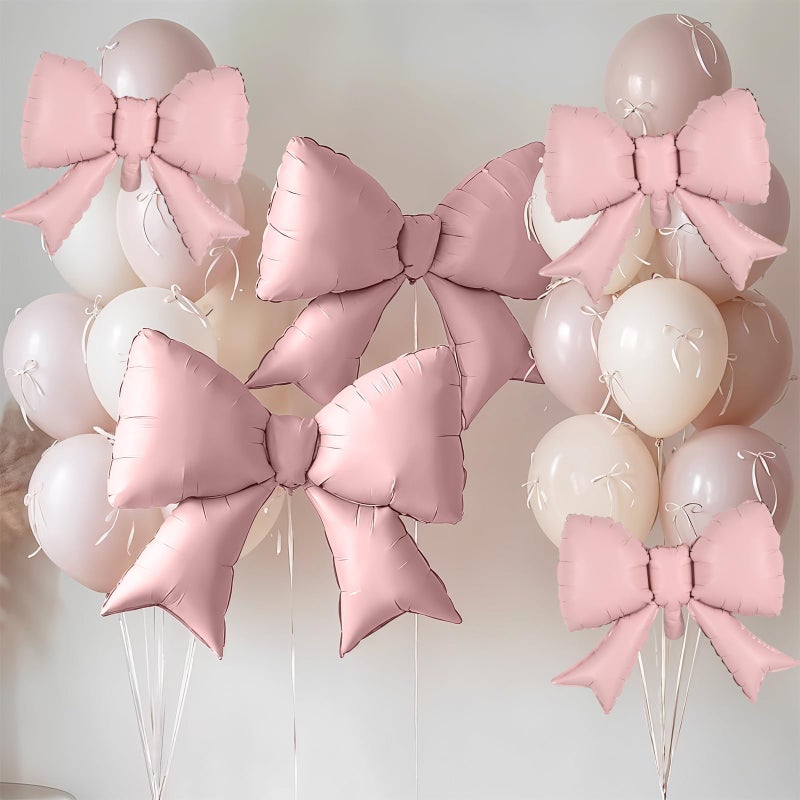 Togvu Pink Bow Foil Balloons 38in 21in Different Sizes Pink Bow Theme Coquette Party Decorations for Girls Women Birthday Baby Shower Bridal Shower Engagement Wedding Bachelorette Anniversary Decorations - Image 3