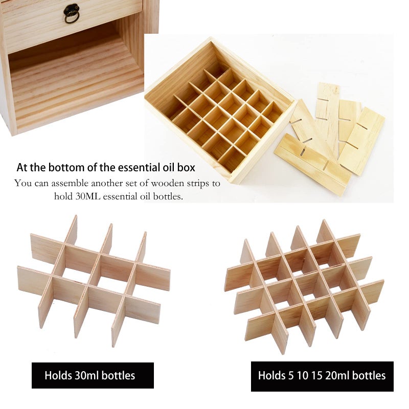 TORIBIO Essential Oil Storage Holder Organizer for 40 Bottles, Wooden Essential Oils Box Holds 5 10 15 20 30 ml for Young Living & Doterra Bottles - Image 5