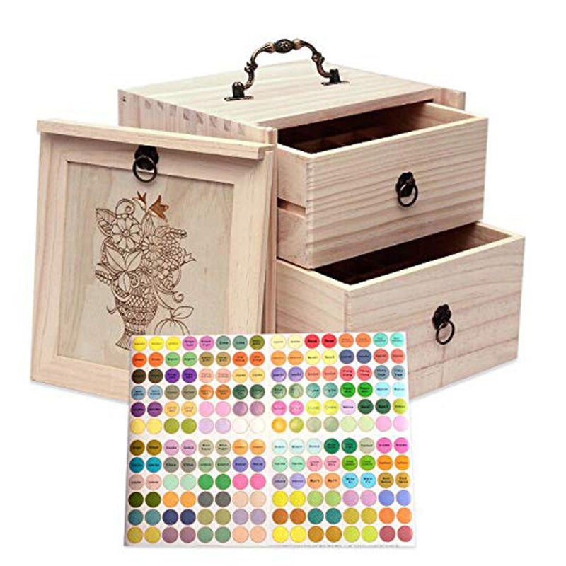 TORIBIO Essential Oil Storage Holder Organizer for 40 Bottles, Wooden Essential Oils Box Holds 5 10 15 20 30 ml for Young Living & Doterra Bottles - Image 1