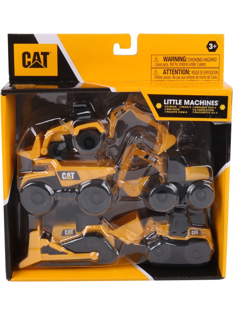 CATERPILLAR CAT Machines Mini Construction Vehicle 3-Inches 5-in-1 Pack | Dump Truck, Wheel Loader, Bulldozer, Backhoe & Excavator | Collectible Play Vehicle for Kids - Image 2