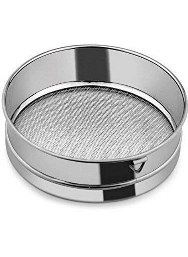 Kuber Industries Stainless Steel Flour Chalni|Food Strainers/Atta Chalni|Flour Seive For Kitchen|Pack of 2|SILVER
