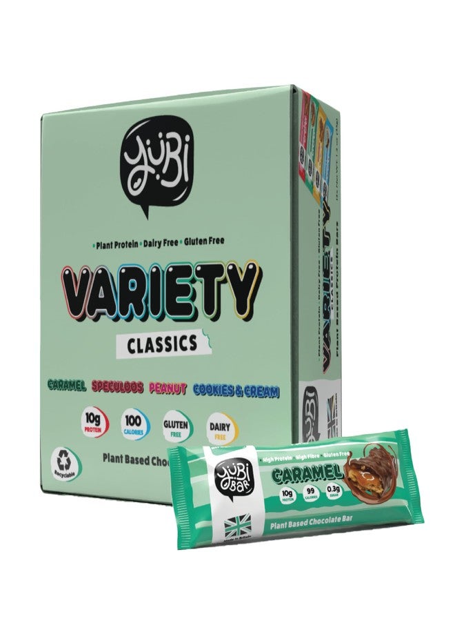 يوبي بار ألواح يوبي - ألواح بروتين - 100 سعر حراري، 10 غرام من البروتين، غنية بالألياف، قليلة السكر، خالية من الغلوتين ومنتجات الألبان - وجبات خفيفة صحية / ألواح غذائية - ألواح شوكولاتة - 14.8 أونصة (عبوة من 12 قطعة، صندوق متنوع) - Image 1