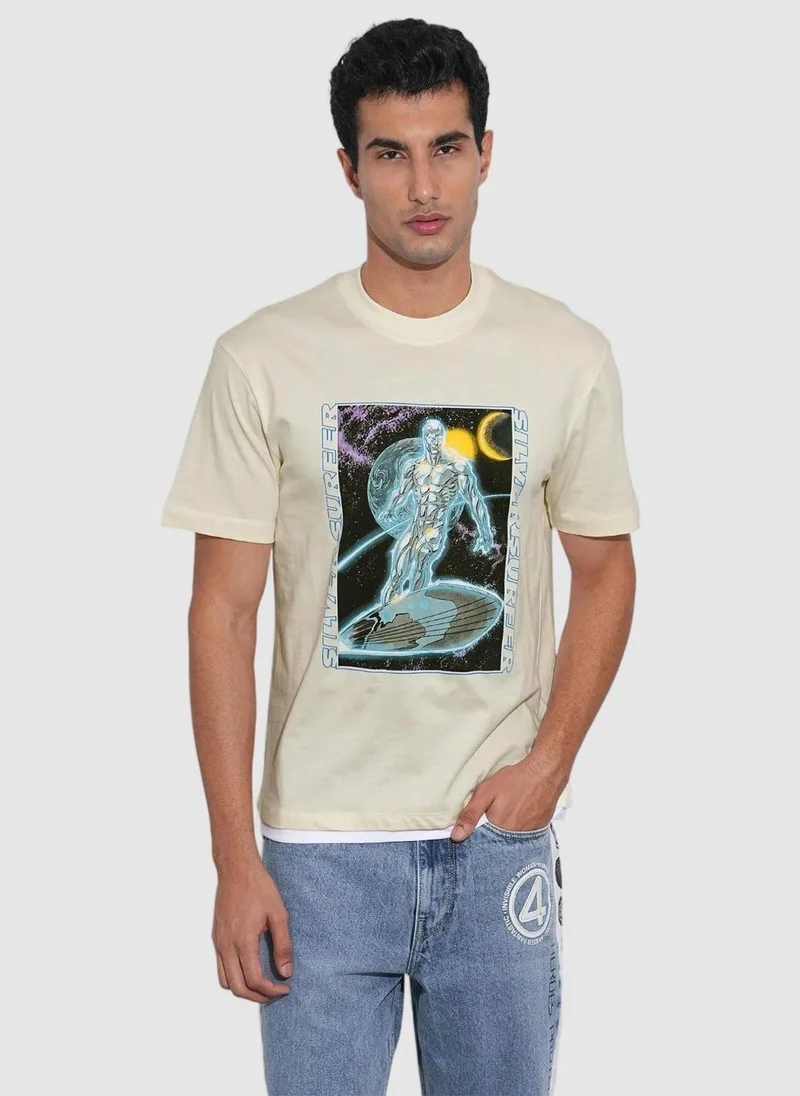بيينغ هيومان Men Graphic Printed Round Neck Pure Cotton T-shirt