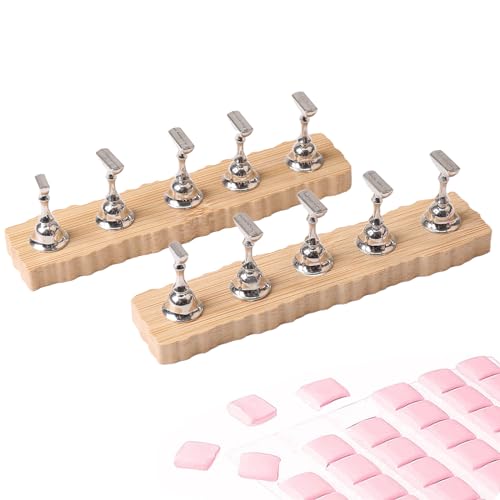 ANGNYA Nail Stand for Press on 2 Set Super Magnetic Nail Holder for Painting Nails Nail Stand for Painting Nails Nail Display with 96 Pcs Reusable Mounting Tapes for Nail Art Display Home Salon Use - Image 1