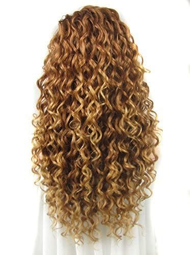 Ebingoo Brown Blonde Lace Front Wig for Women +Wig Cap Honey Blonde Wig Lace Front Blonde Curly Wig Blonde Curly Lace Front Wig Synthetic Wig Caramel Hair Wig for Women Girls Daily Wear - Image 2