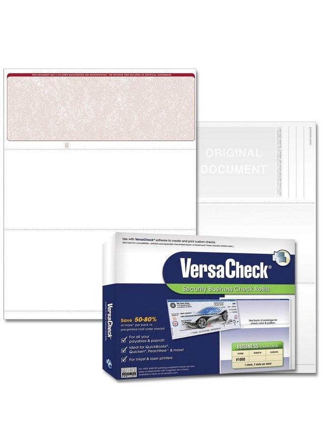 VersaCheck Secure Checks 250 Blank Business Voucher Checks Burgundy Classic 250 Sheets Form 1000 Check On Top  - Image 2