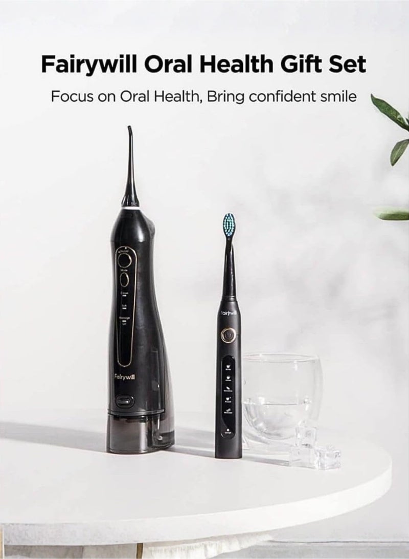 Fairywill Water Flosser & Sonic Electric Toothbrush Combo, 40,000 VPM Rechargeable Toothbrush, 5 Water Flossing Modes, 300ml Water Tank, USB Rechargeable, Oral Care Kit for Adults - Image 3