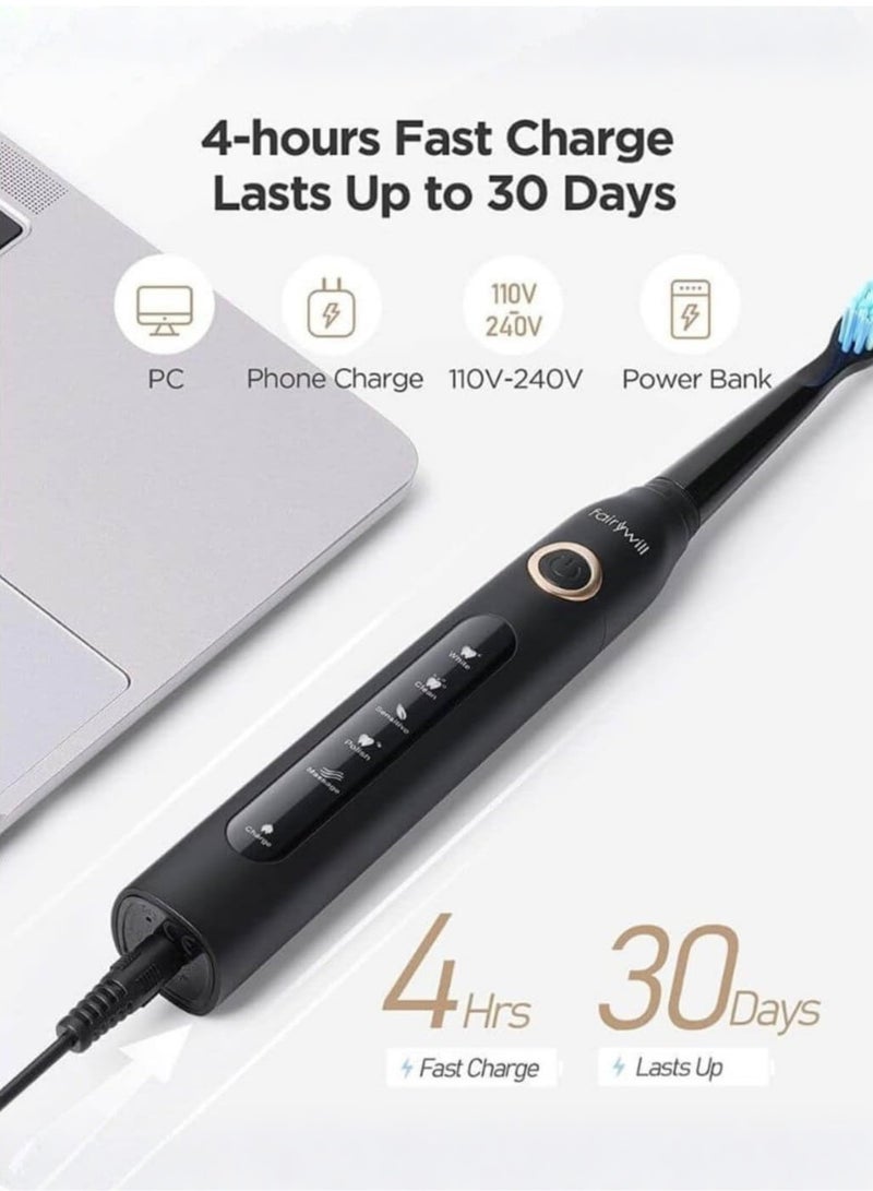 Fairywill Water Flosser & Sonic Electric Toothbrush Combo, 40,000 VPM Rechargeable Toothbrush, 5 Water Flossing Modes, 300ml Water Tank, USB Rechargeable, Oral Care Kit for Adults - Image 5