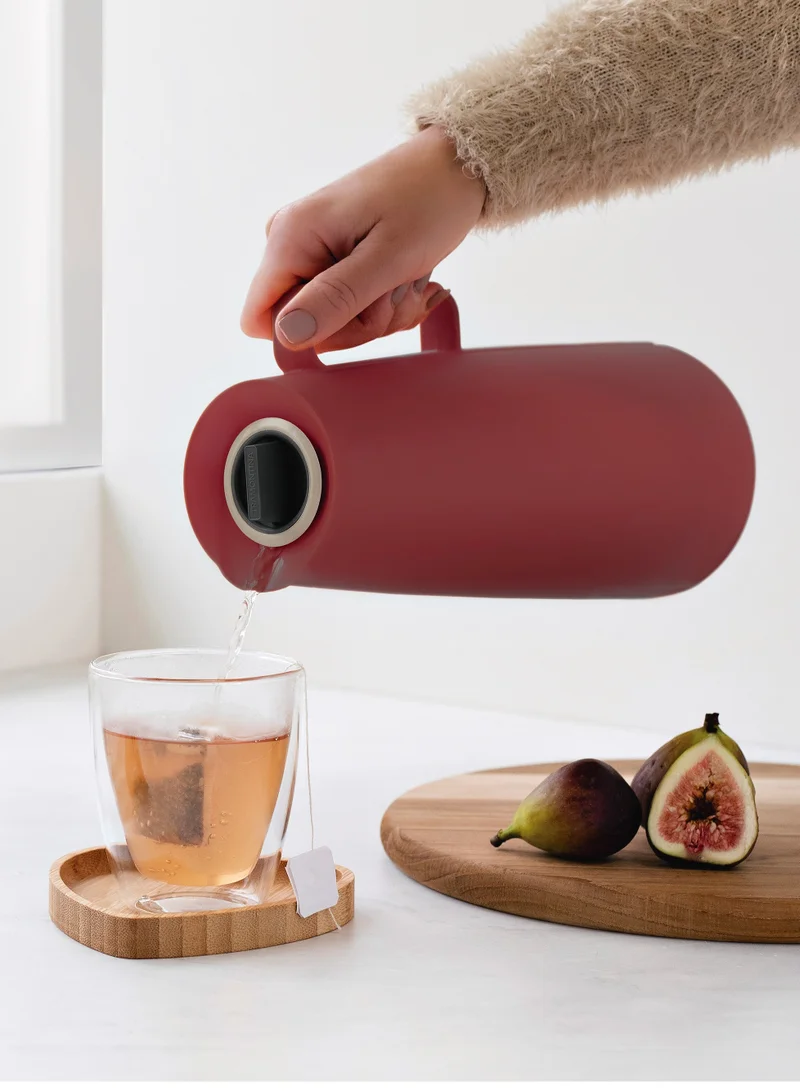 ترامونتينا Tramontina Exata Red Plastic Thermal Flask with 1 Liter Glass Liner
