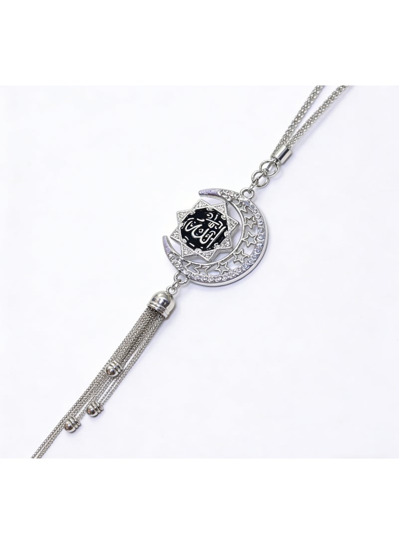 قلادة سيارة إسلامية إسلامية - قلادة عربية أنيقة، خط أسود، زخرفة دينية معدنية عالية الجودة لداخل السيارة، هدية روحية للسائقين المسلمين - Image 2